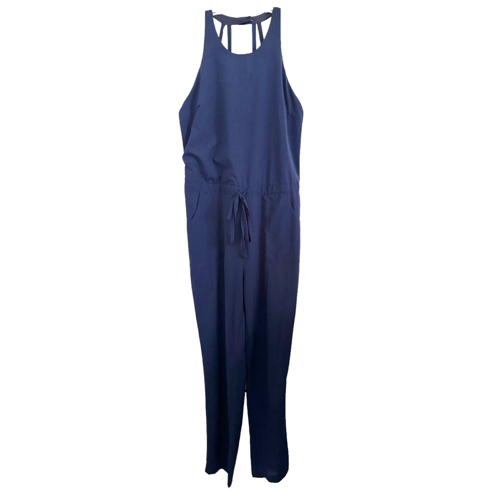 Doe & Rae Women's Jumpsuit w/ Pockets Lightweight Back Zipper Size M Navy Blue